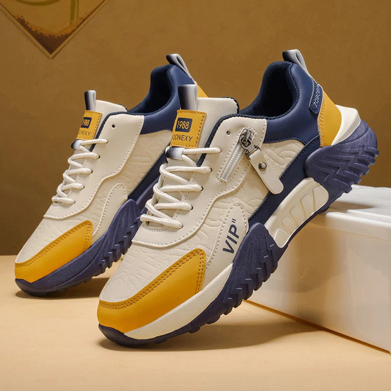 Men's Side-Zip Panelled Sneakers – product view | Hensley London