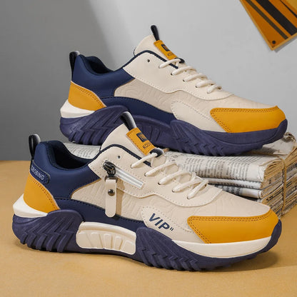 Men's Side-Zip Panelled Sneakers – product view | Hensley London