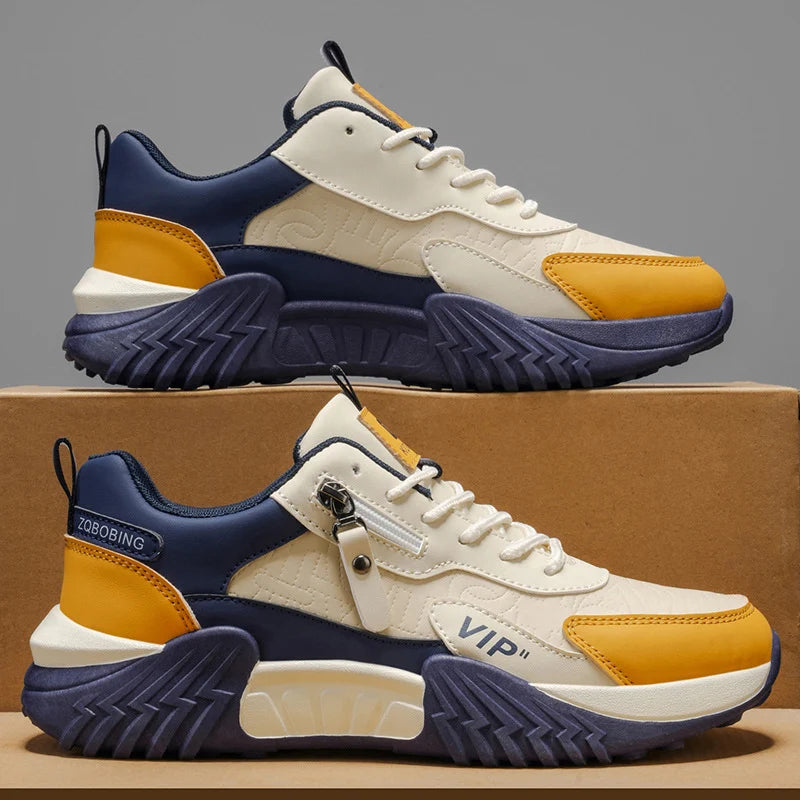 Men's Side-Zip Panelled Sneakers – product view | Hensley London