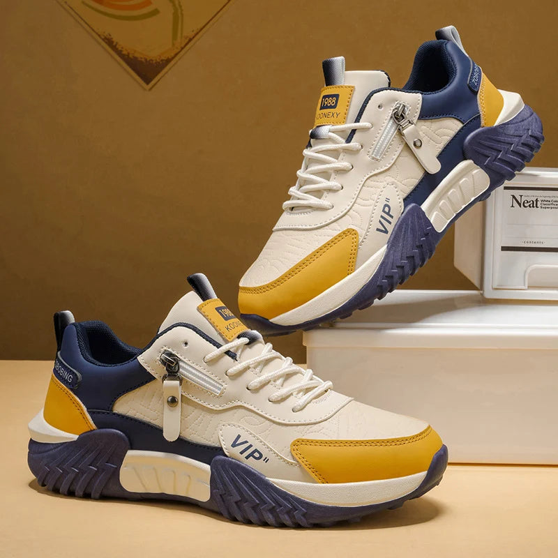 Men's Side-Zip Panelled Sneakers – product view | Hensley London
