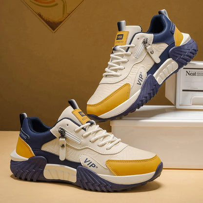 Men's Side-Zip Panelled Sneakers – product view | Hensley London