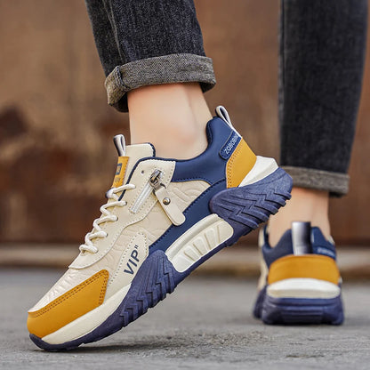 Men's Side-Zip Panelled Sneakers – product view | Hensley London