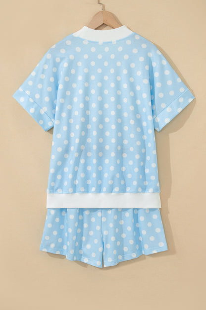 Women's Polka Dot Mock Neck Short Set - View 9 | Hensley London