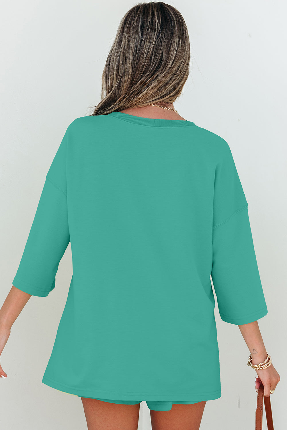 Women's V Neck Half Sleeve Tee and Shorts Set - View 8 | Hensley London