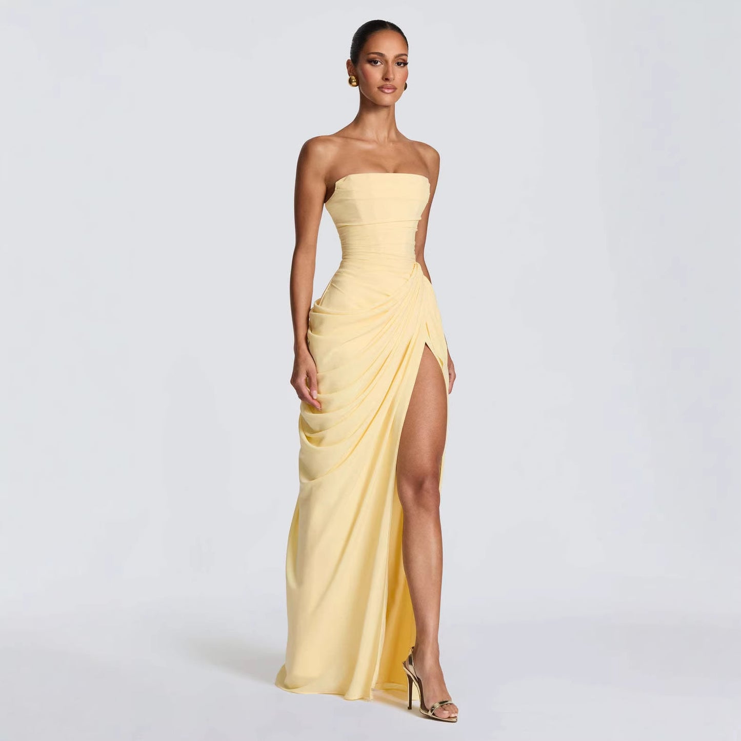 Women's Long Sleeve Suspender Maxi Dress - View 10 | Hensley London
