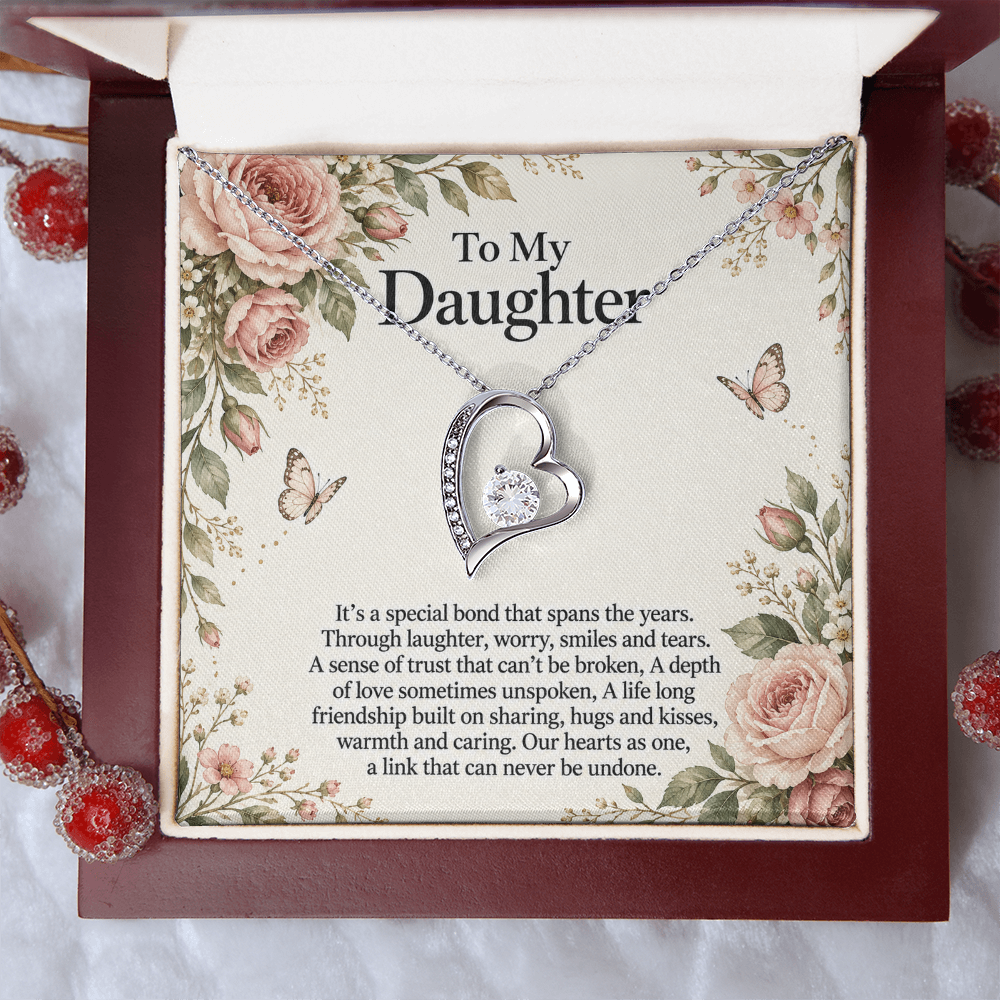 Gift for Daughter Forever Love Necklace in White Gold Finish – luxury box close-up | Hensley London