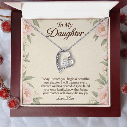 Forever Love Necklace in white gold finish with message card for daughter on her wedding day | Hensley London