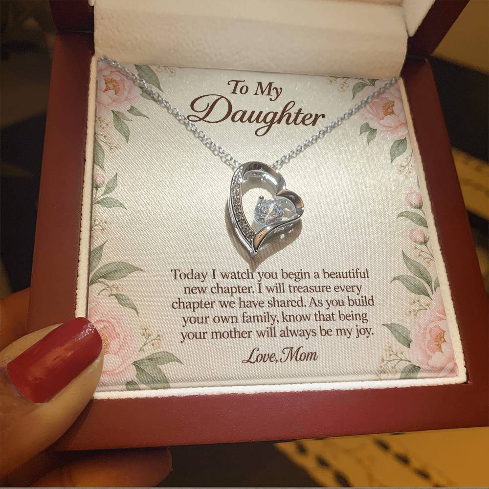 Forever Love Necklace in white gold finish with message card for daughter on her wedding day | Hensley London
