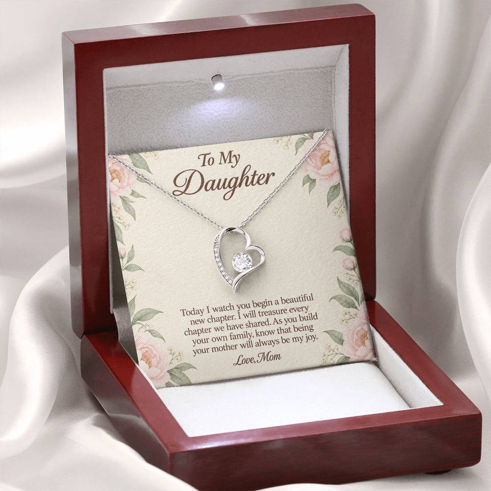 Forever Love Necklace in white gold finish with message card for daughter on her wedding day | Hensley London