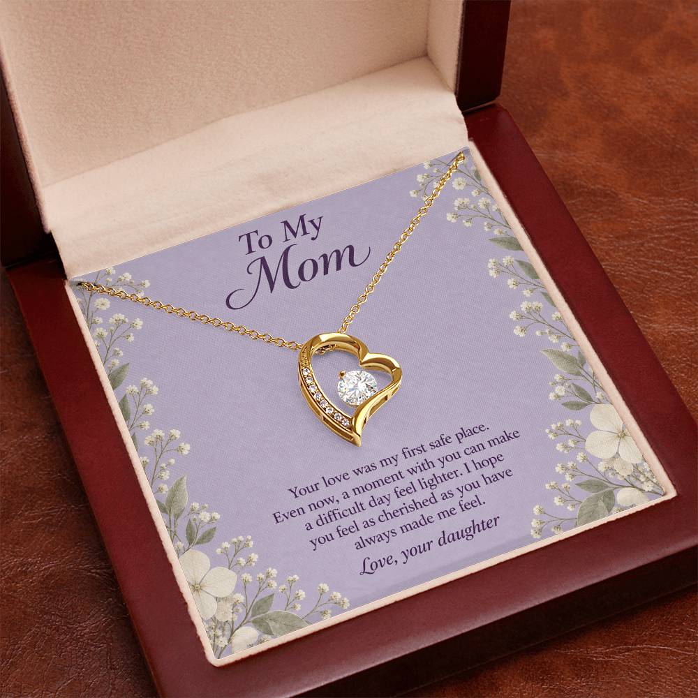 Forever Love Necklace in yellow gold finish with message card for mother | Hensley London