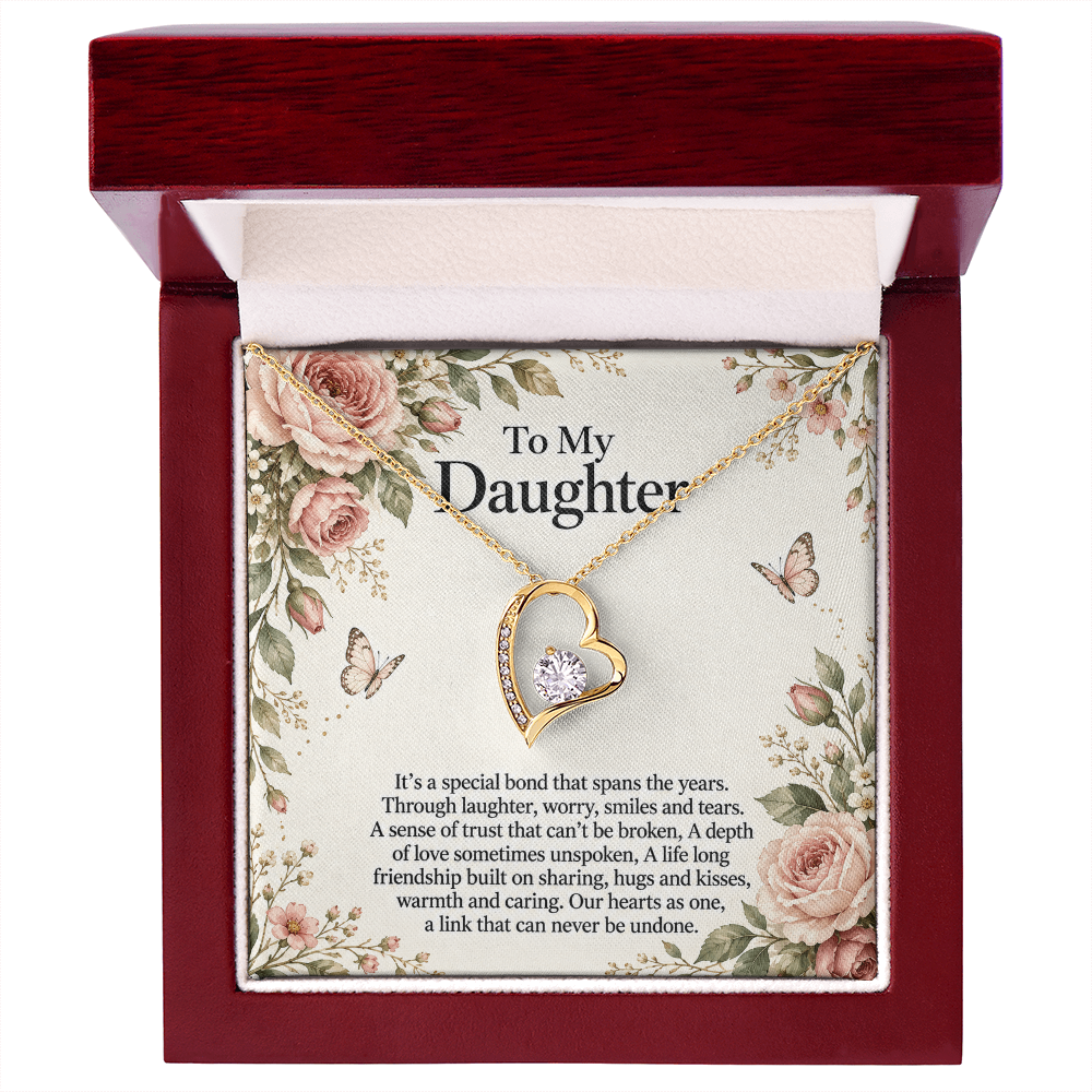 Gift for Daughter Forever Love Necklace in Yellow Gold Finish – luxury box front view | Hensley London