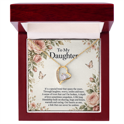 Gift for Daughter Forever Love Necklace in Yellow Gold Finish – luxury box front view | Hensley London