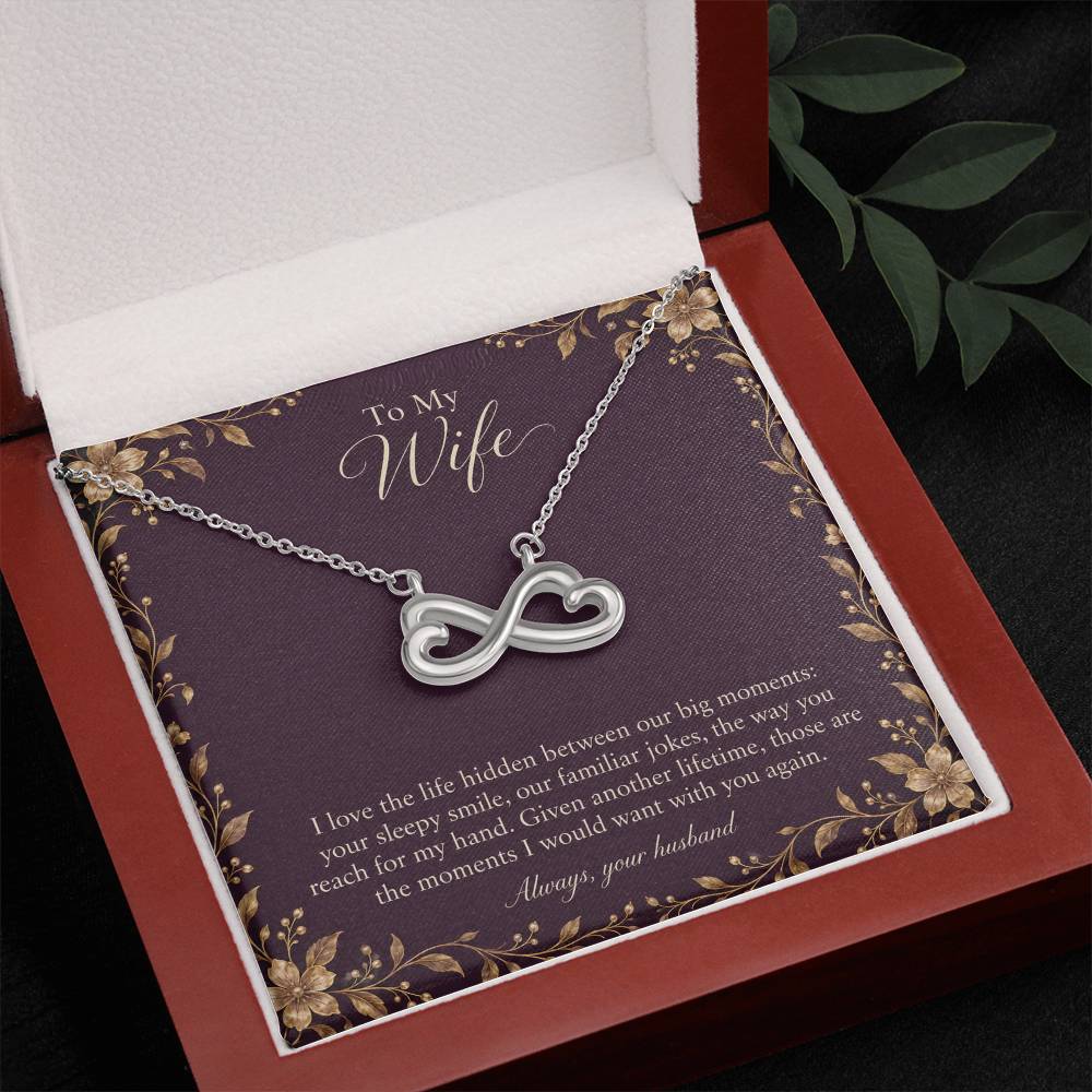 Endless Love Necklace in white gold finish with message card for wife | Hensley London