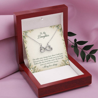 White-gold Endless Love infinity necklace and Daughter message card in LED luxury box | Hensley London