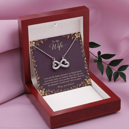Endless Love Necklace in white gold finish with message card for wife | Hensley London