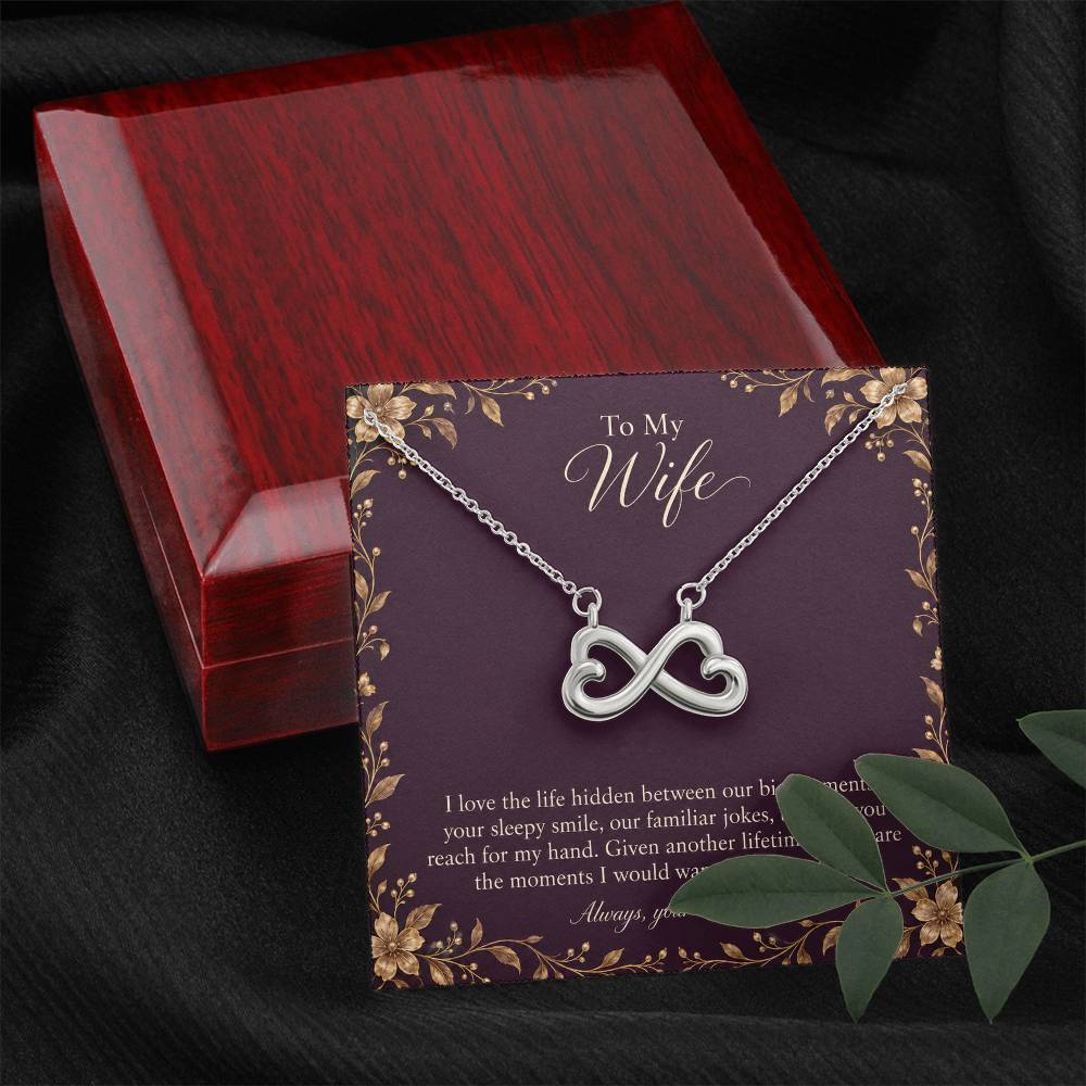 Endless Love Necklace in white gold finish with message card for wife | Hensley London