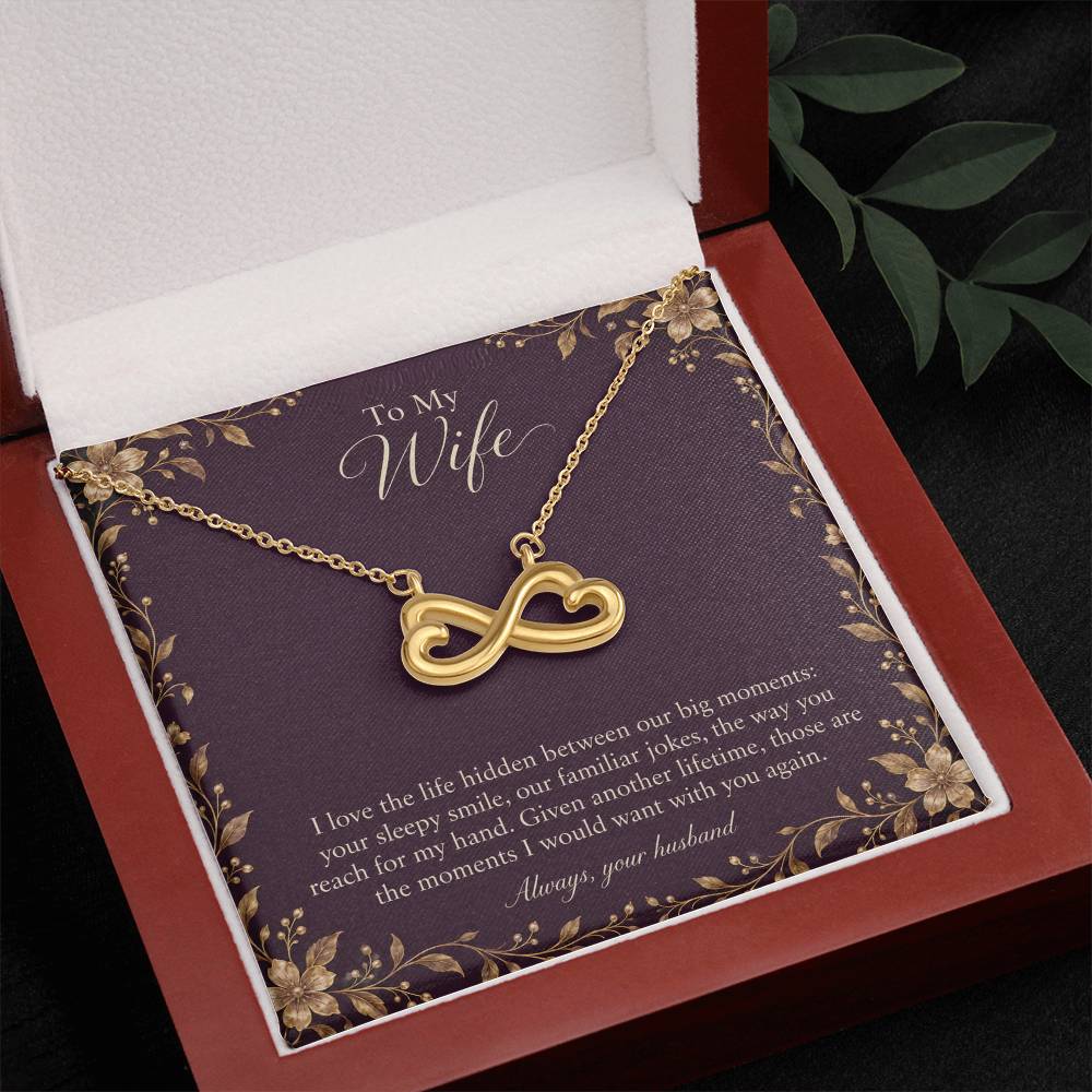Endless Love Necklace in yellow gold finish with message card for wife | Hensley London