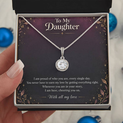 Eternal Hope Necklace in white gold finish with message card for daughter | Hensley London