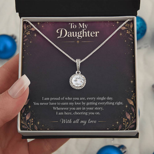 Eternal Hope Necklace in white gold finish with message card for daughter | Hensley London
