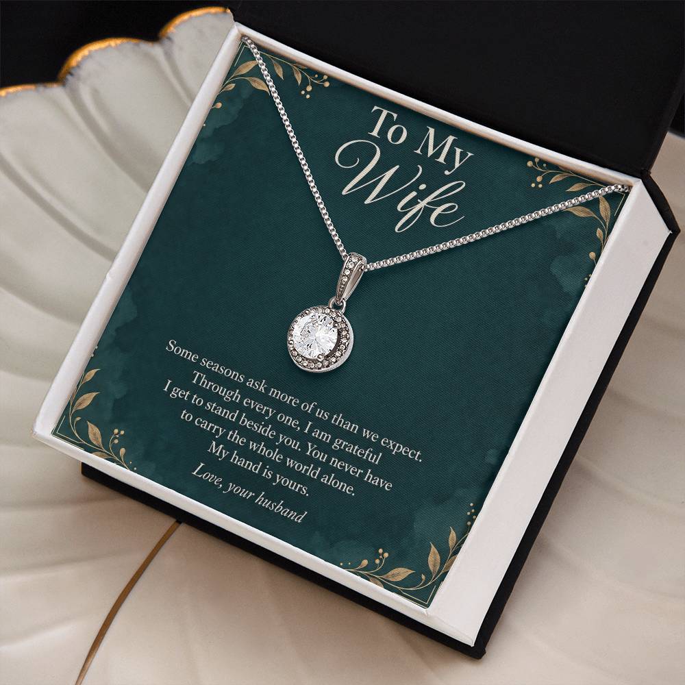 Eternal Hope Necklace in white gold finish with message card for wife | Hensley London