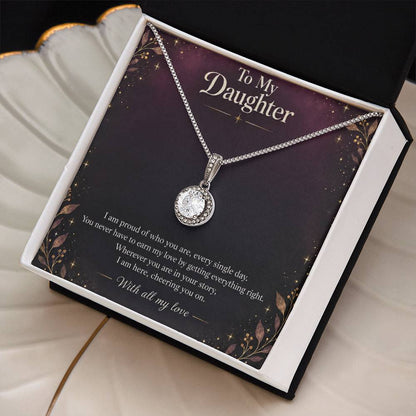 Eternal Hope Necklace in white gold finish with message card for daughter | Hensley London