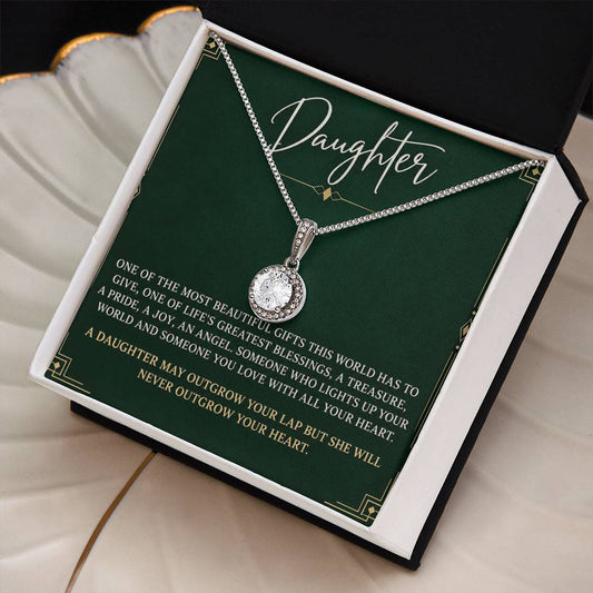 Eternal Hope Necklace with Emerald Art Deco daughter card – Two Tone Box angled close-up | Hensley London