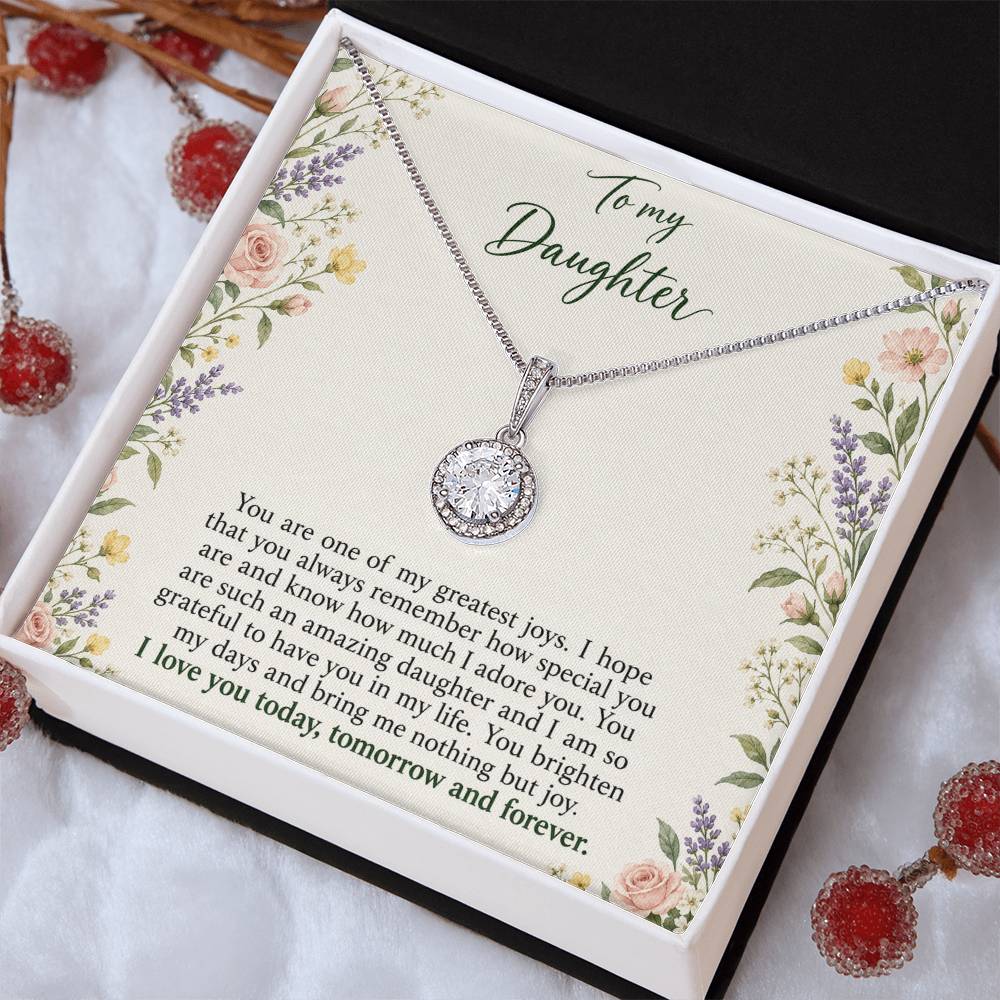 Eternal Hope Necklace with Heirloom Garden daughter message card – Two Tone Box angled view | Hensley London