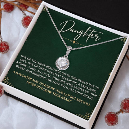 Eternal Hope Necklace with Emerald Art Deco daughter card – Two Tone Box close-up | Hensley London
