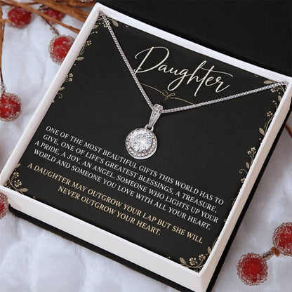 Eternal Hope Necklace with Black Champagne Lace daughter card – Two Tone Box close-up | Hensley London