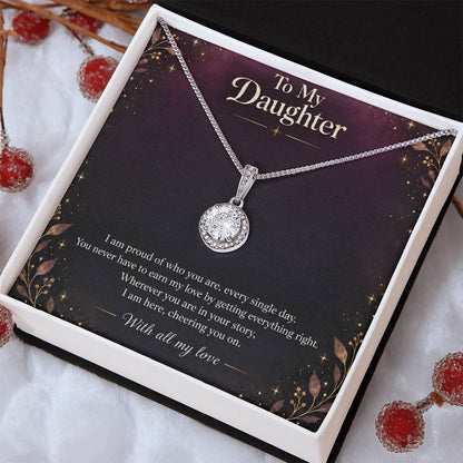 Eternal Hope Necklace in white gold finish with message card for daughter | Hensley London