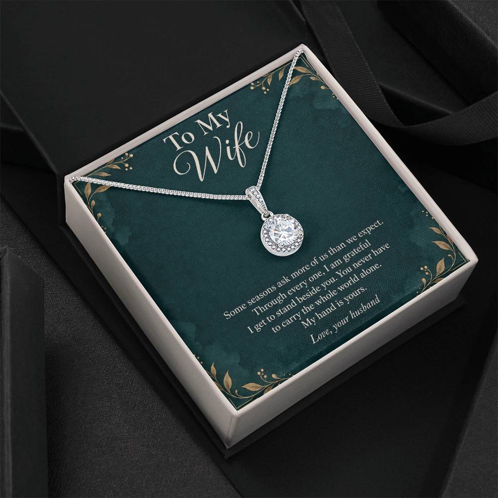 Eternal Hope Necklace in white gold finish with message card for wife | Hensley London