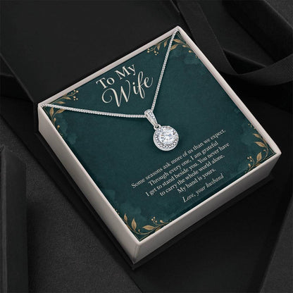 Eternal Hope Necklace in white gold finish with message card for wife | Hensley London