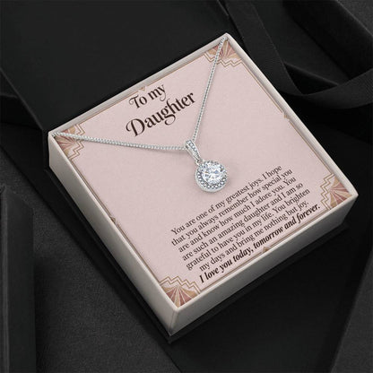 Eternal Hope Necklace with Blush Art Deco daughter message card – Two Tone Box detail | Hensley London