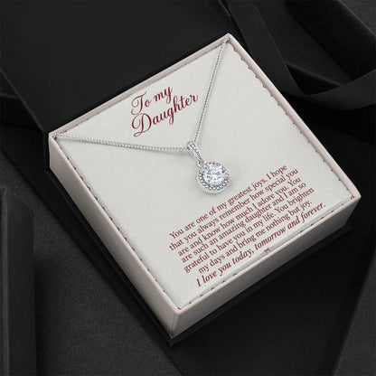 Eternal Hope Necklace with Burgundy Letter daughter message card – Two Tone Box detail | Hensley London