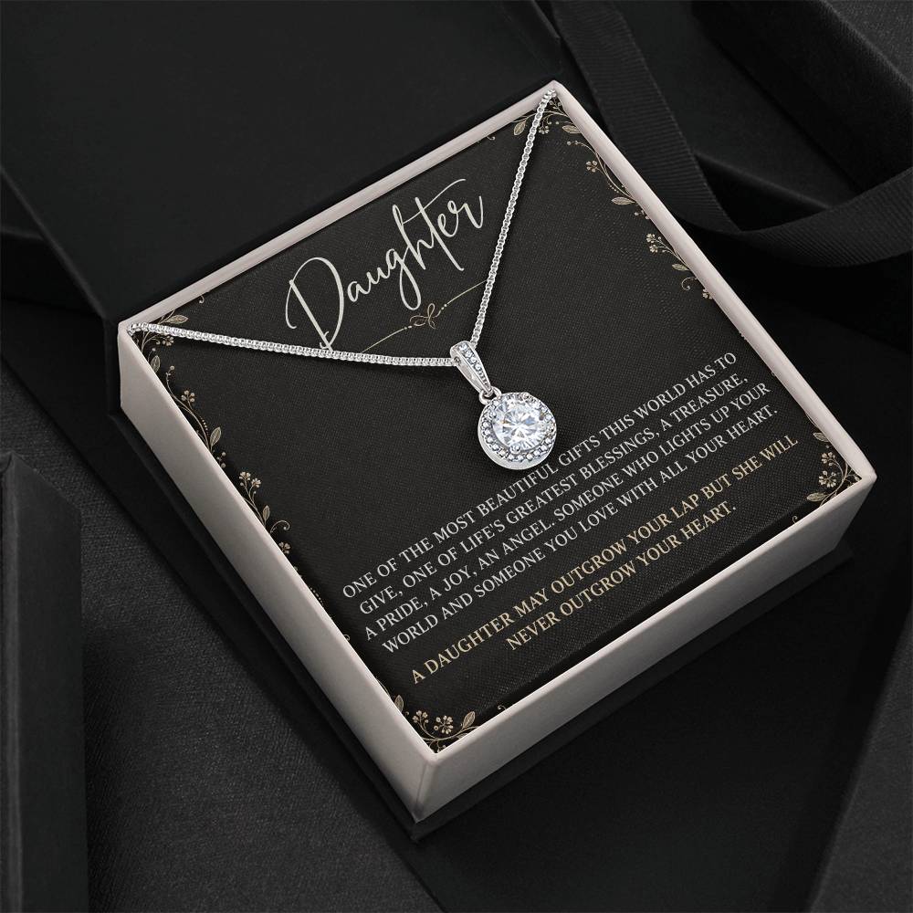 Eternal Hope Necklace with Black Champagne Lace daughter card – Two Tone Box on black fabric | Hensley London