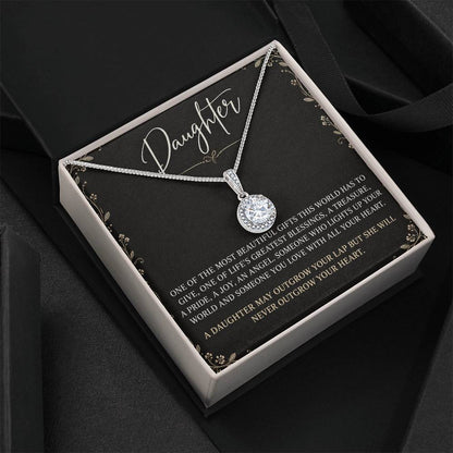 Eternal Hope Necklace with Black Champagne Lace daughter card – Two Tone Box on black fabric | Hensley London