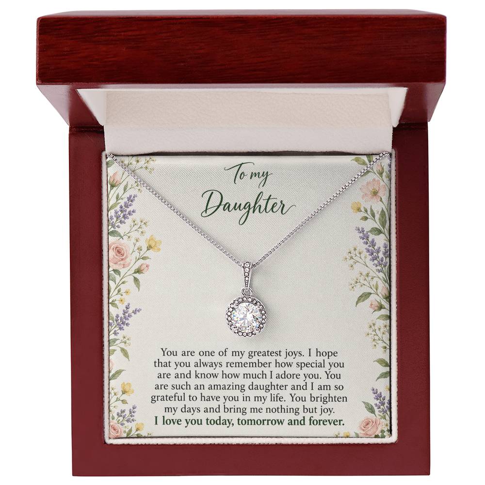 Eternal Hope Necklace with Heirloom Garden daughter message card – Luxury Box front view | Hensley London
