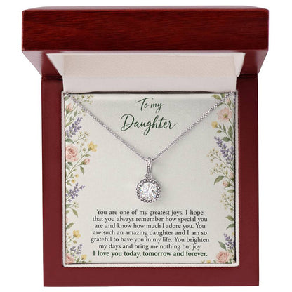 Eternal Hope Necklace with Heirloom Garden daughter message card – Luxury Box front view | Hensley London