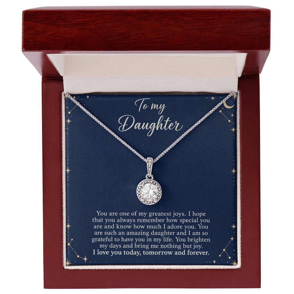 Eternal Hope Necklace with Midnight Celestial daughter message card – Luxury Box front view | Hensley London