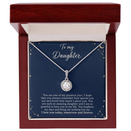 Eternal Hope Necklace with Midnight Celestial daughter message card – Luxury Box front view | Hensley London