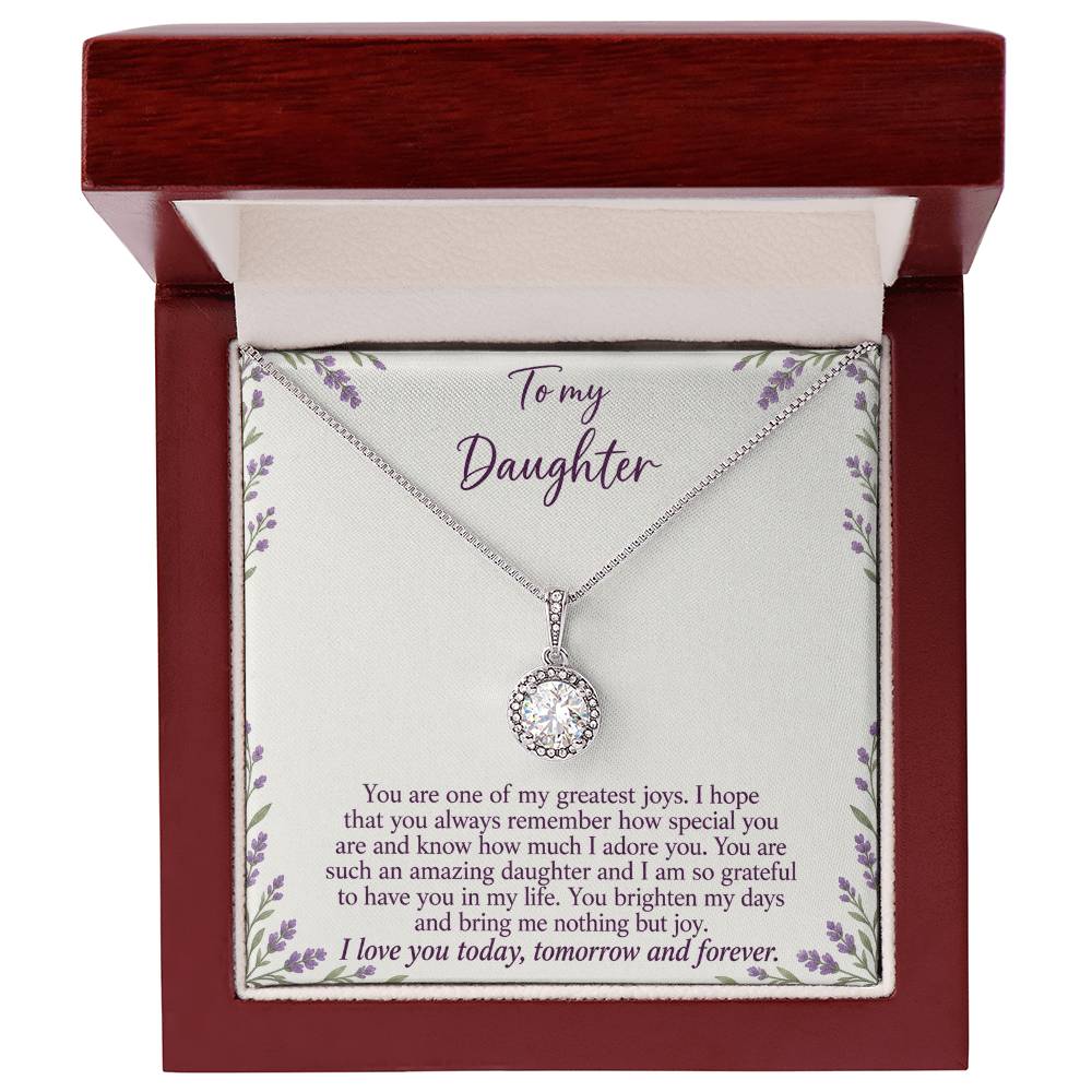 Eternal Hope Necklace with Lavender Meadow daughter message card – Luxury Box front view | Hensley London