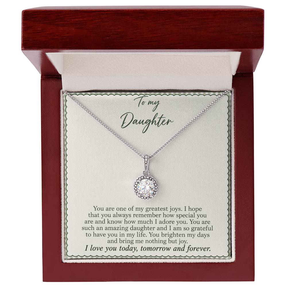 Eternal Hope Necklace with Sage Gingham daughter message card – Luxury Box front view | Hensley London