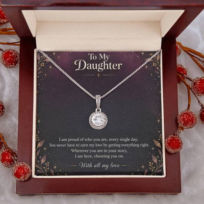 Eternal Hope Necklace in white gold finish with message card for daughter | Hensley London