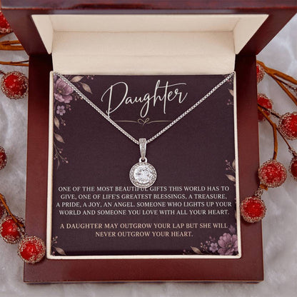 Eternal Hope Necklace with Plum Florals daughter card – Luxury Box message-card close-up | Hensley London