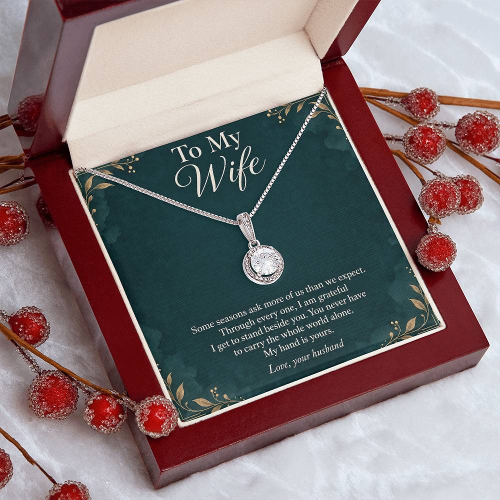 Eternal Hope Necklace in white gold finish with message card for wife | Hensley London