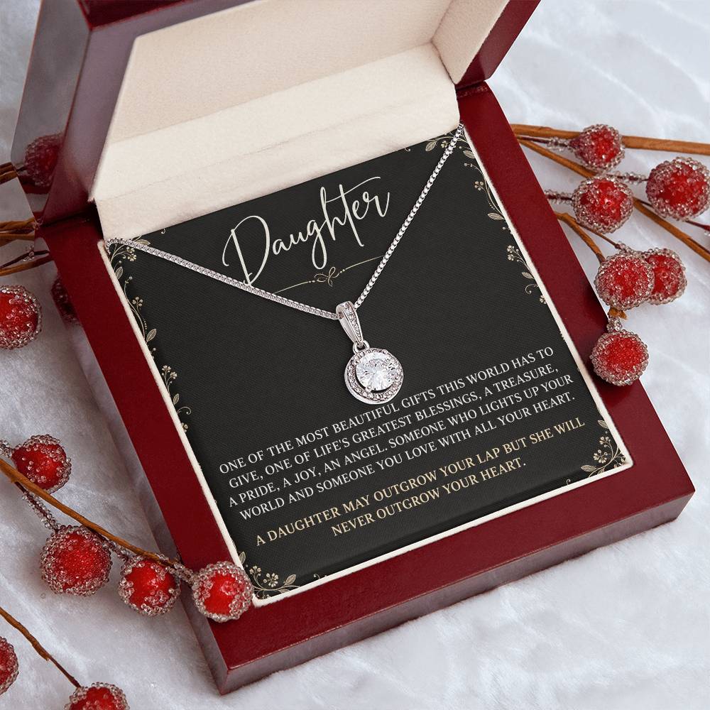 Eternal Hope Necklace with Black Champagne Lace daughter card – Luxury Box angled presentation | Hensley London