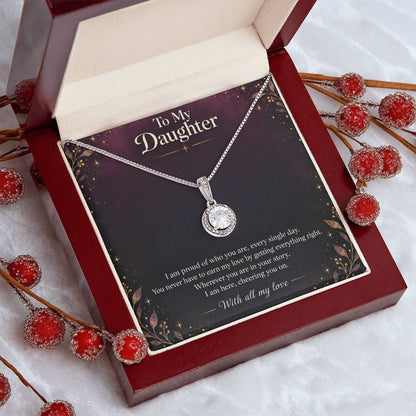 Eternal Hope Necklace in white gold finish with message card for daughter | Hensley London
