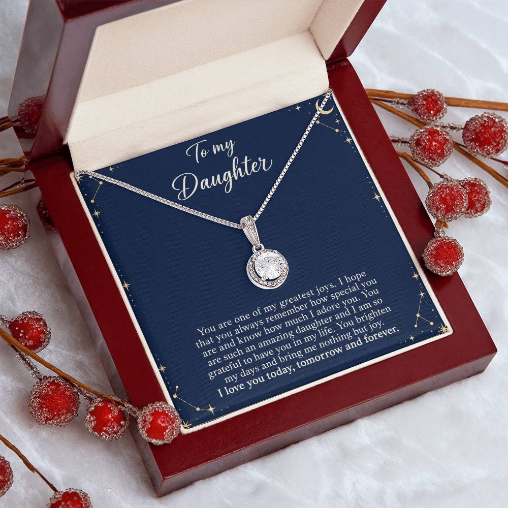 Eternal Hope Necklace with Midnight Celestial daughter message card – Luxury Box angled view | Hensley London