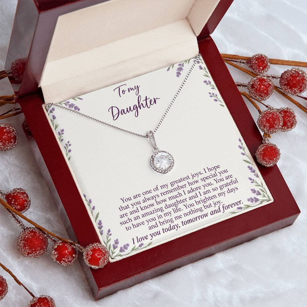 Eternal Hope Necklace with Lavender Meadow daughter message card – Luxury Box angled view | Hensley London