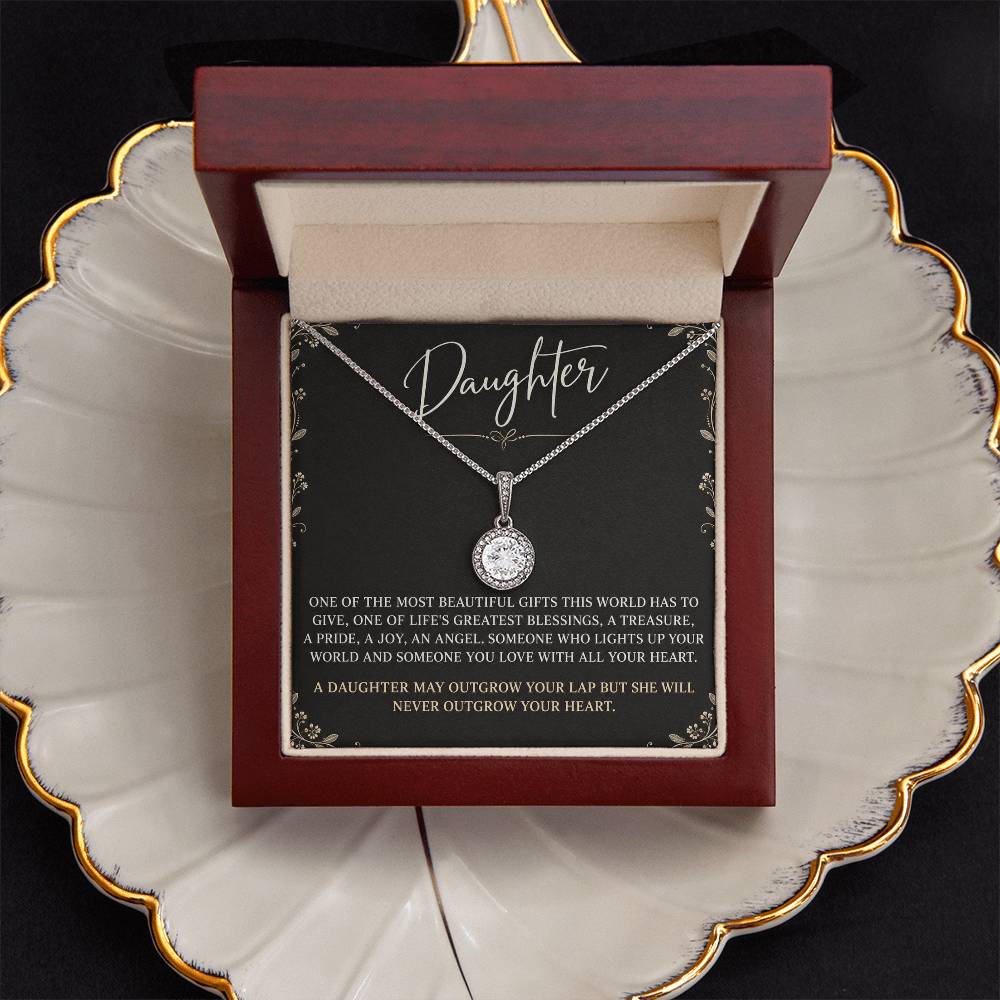 Eternal Hope Necklace with Black Champagne Lace daughter card – Luxury Box front view | Hensley London